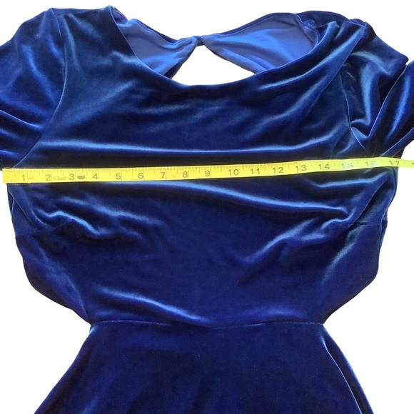 Lulus Charisma & Charm Royal Blue Velvet Backless Skater Dress – Size Large - Picture 5 of 9